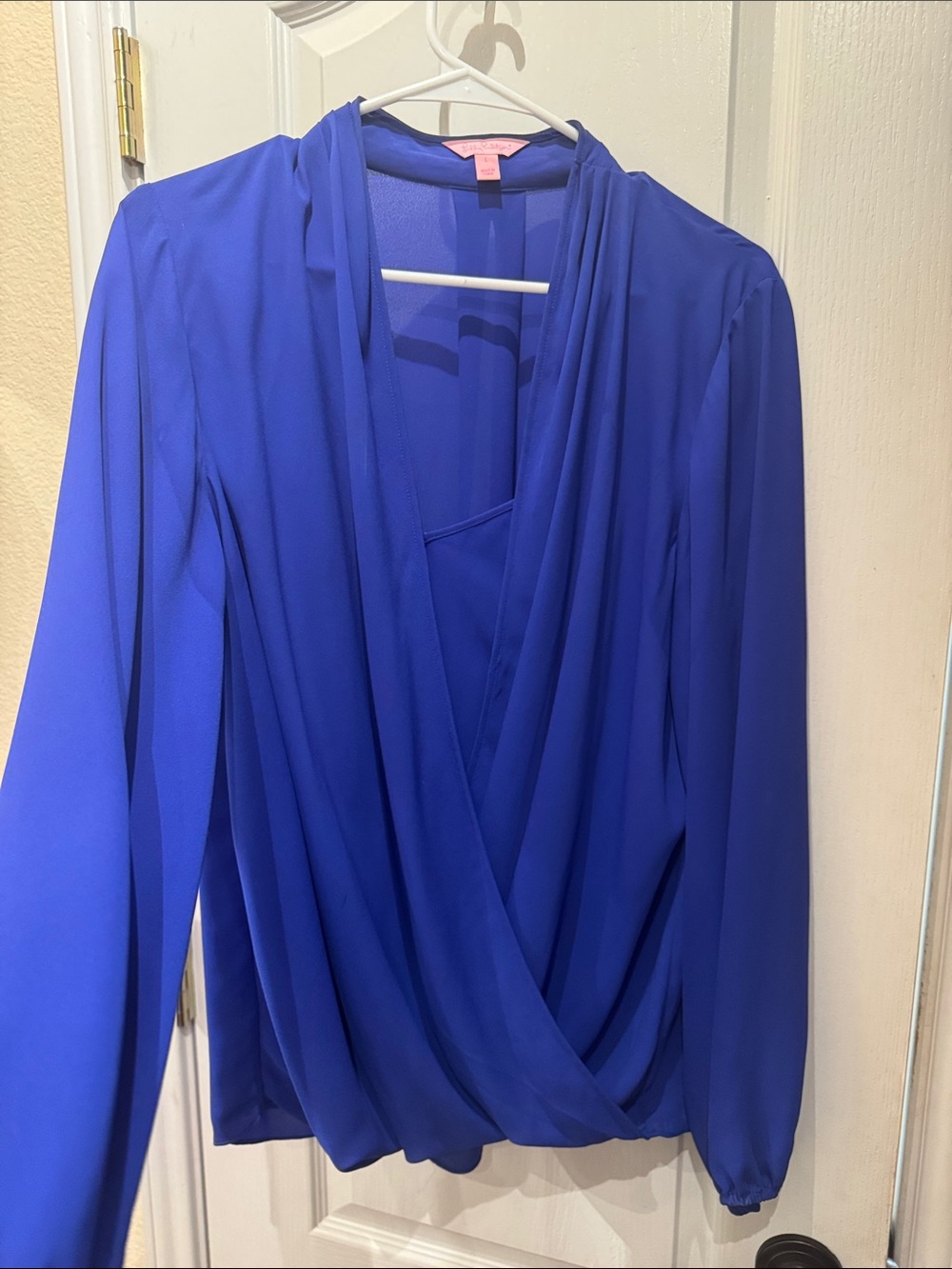 Lilly Pulitzer Cobalt Blue Faux Wrap Blouse